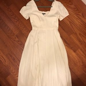 Zara White Linen Puffy Sleeve Dress